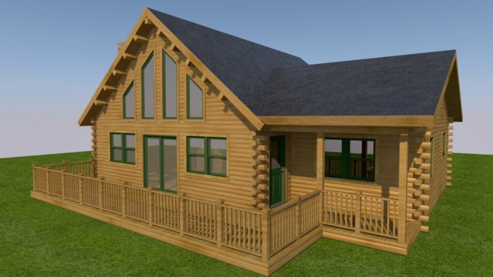 architectural rendering of log cabin