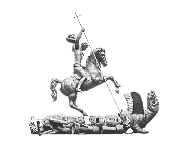 Good Defeats Evil is a bronze sculpture by Soviet/Russian painter and sculptor Zurab Tsereteli