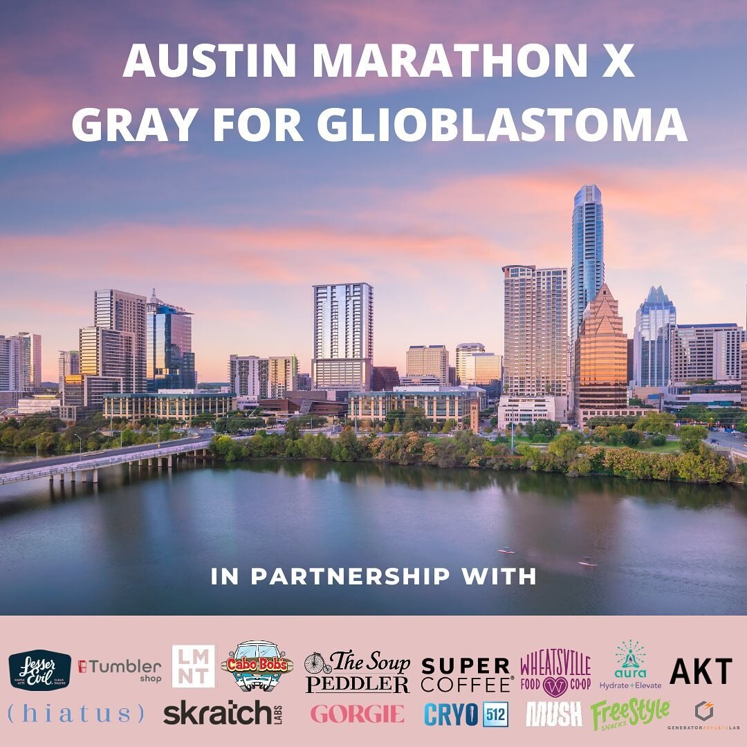 RUN ATX FOR A CURE! gray for glioblastoma is an official charity partner for the 2024 austin marathon! the austin marathon gives program connects nonprofits to marathon participants to give back and help make runners (and walkers:)) miles count even 