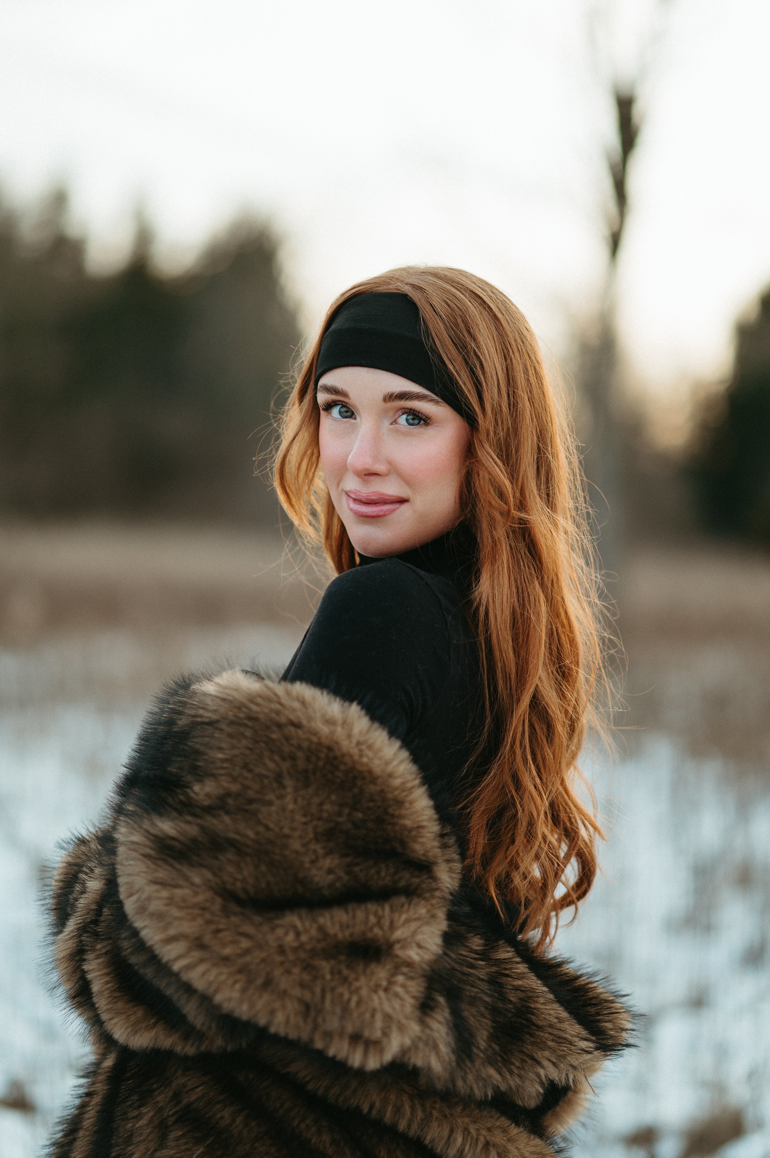 outdoor fur coat photoshoot