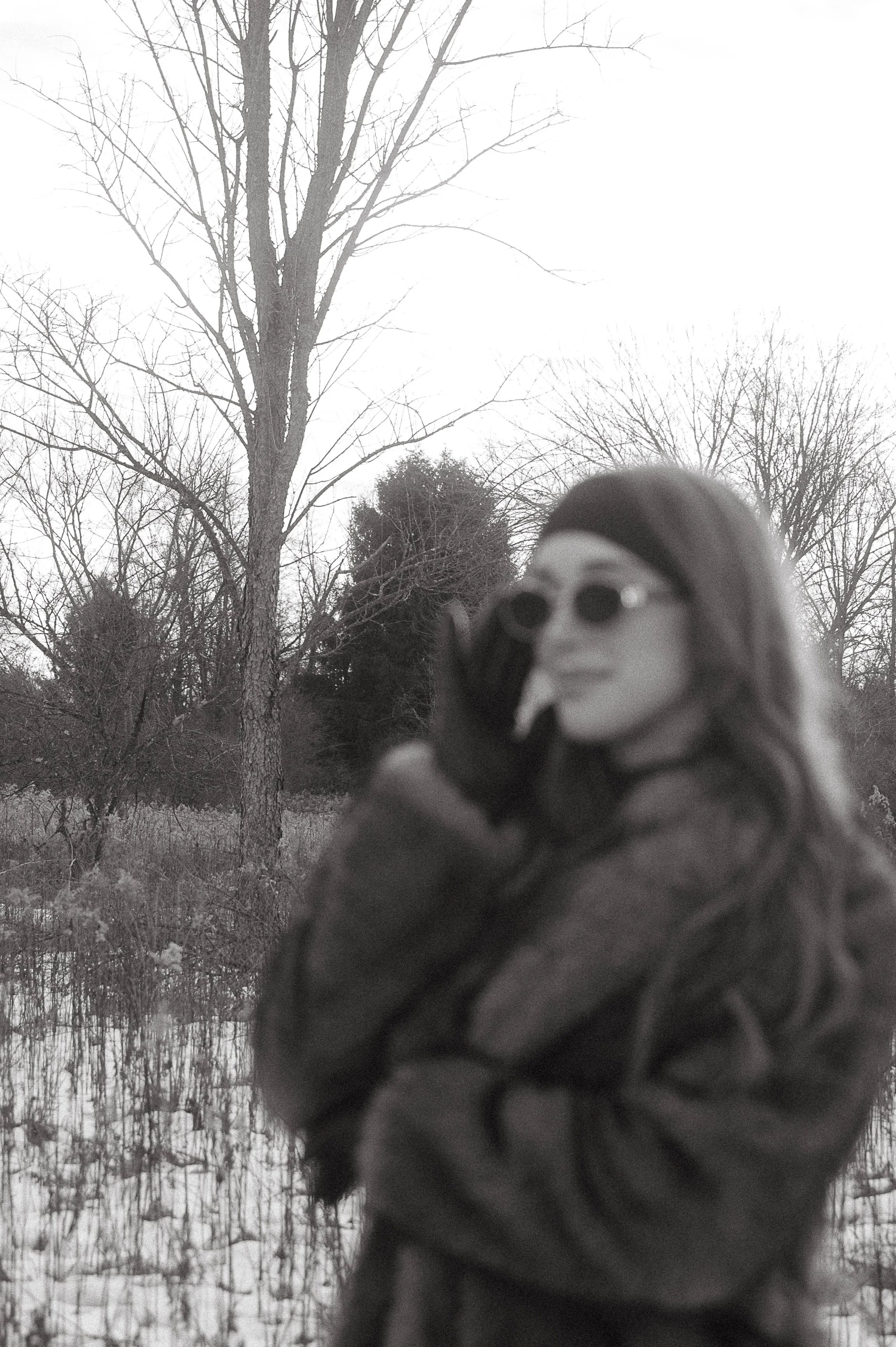 winter fur coat photoshoot in snow