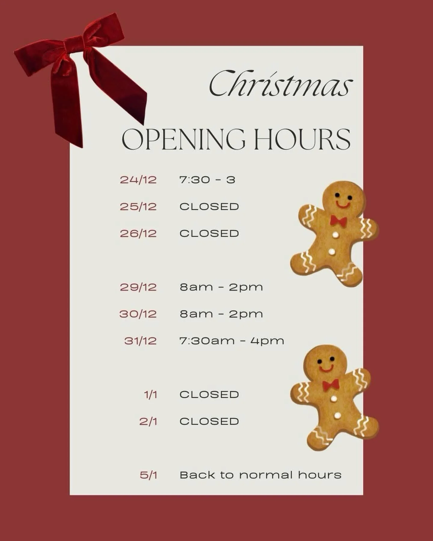 A reminder to our valued clients that we will be taking a break tomorrow.
Back on deck from 7.30am Monday 5/1.
#mgeriverland #wedeliver #riverland