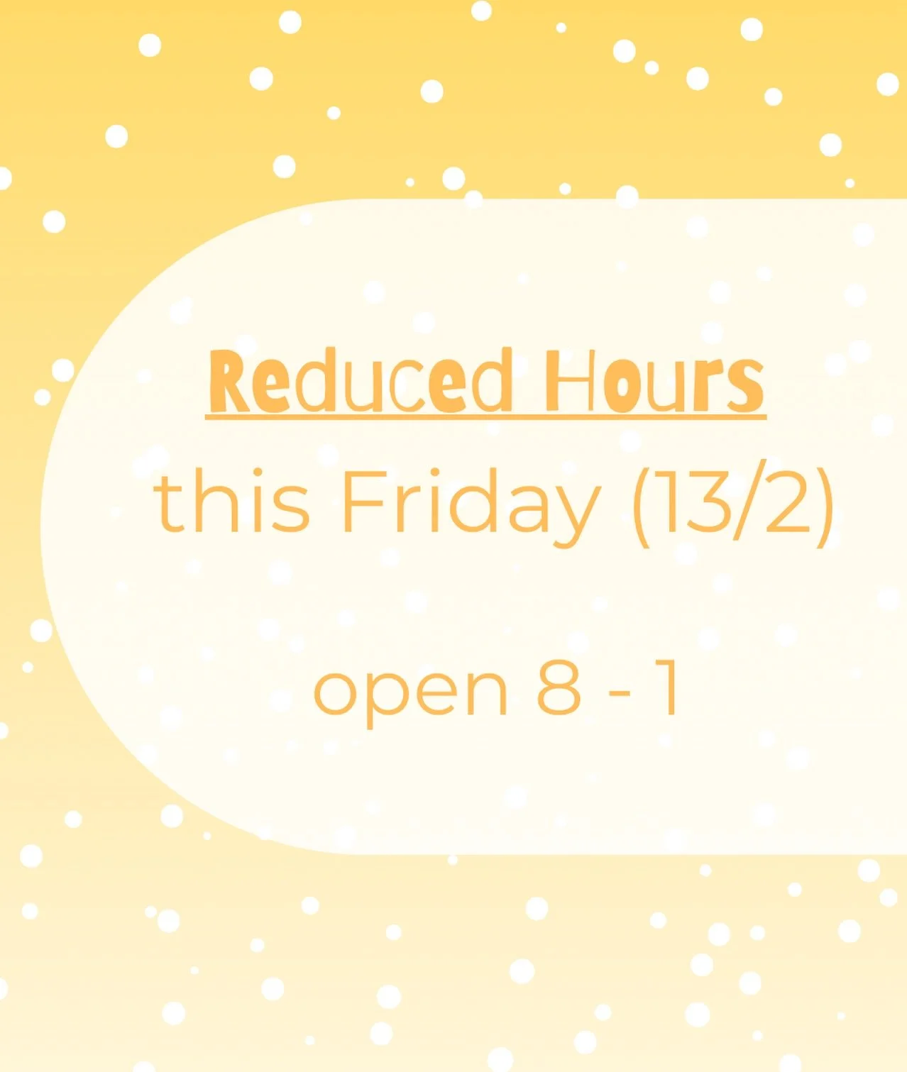 This Friday (13/02) only, we are doing restricted hours, and will only be available from 8am - 1pm. ⏰

Thank you for your understanding, and we wish you a happy and safe weekend 🏞️☀️

#mgeriverland #smallbusiness