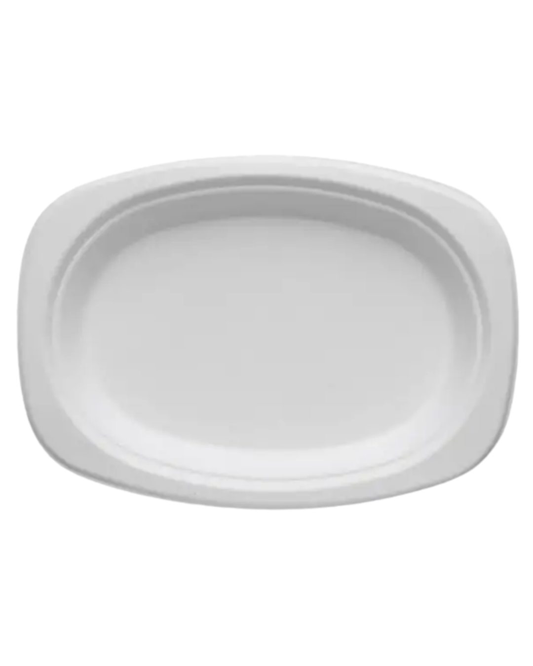 BIOPAK: 9.2X6.5" White Rectangular Oval Plant Fibre Plate 500/ctn (B-PL-RO-9X6-PF)