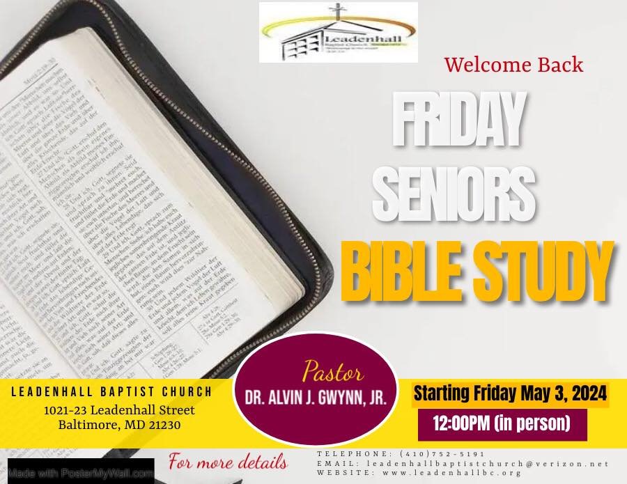 Mark your calendars

The Seniors Bible Study session will start on Friday, May 3, 2024 at 12 Noon (In Person Only). #lbc