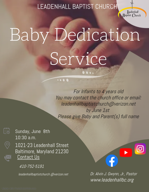 Baby Dedication Service — LEADENHALL BAPTIST CHURCH