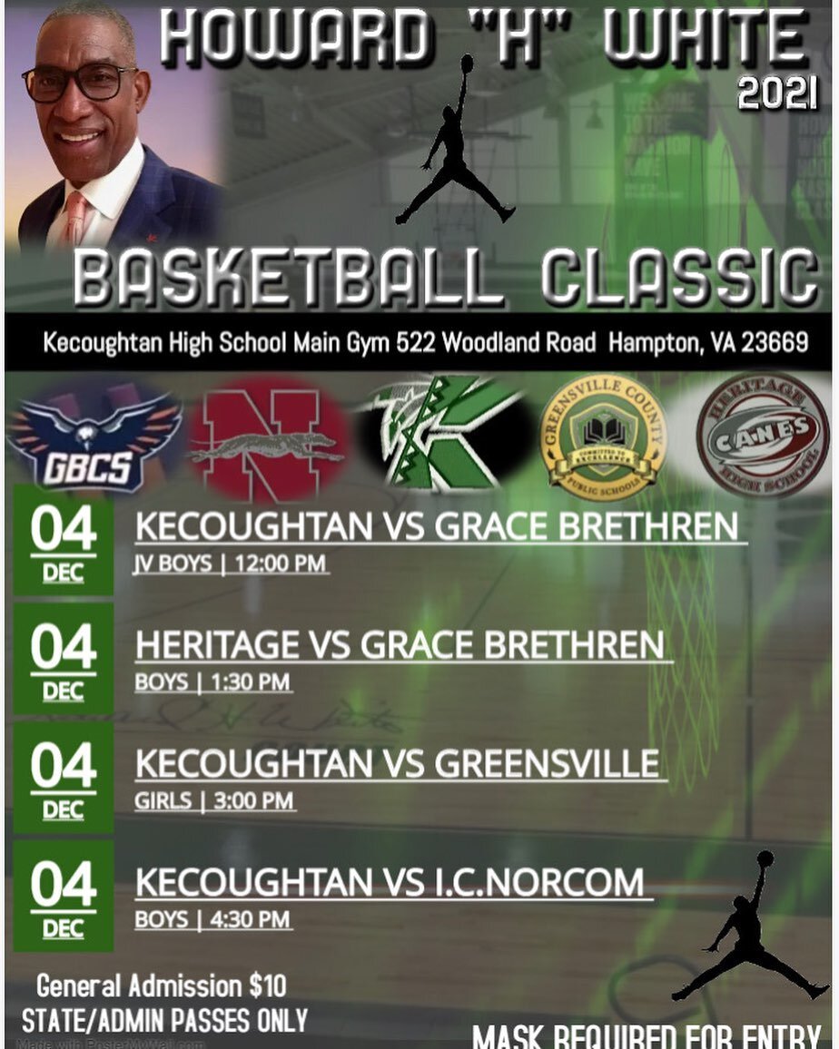 The Annual Howard &ldquo;H&rdquo; White Classic is back on! Join us on Saturday Dec. 4th at Kecoughtan High School in Hampton, VA. Although I will not physically be attending @mizzwhite23 will be standing in to represent 🏀