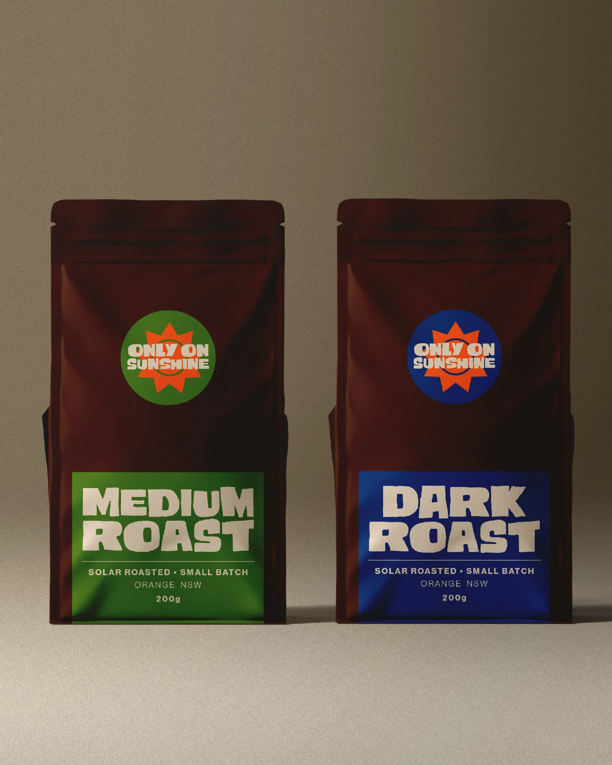 A little sunshine in every roast ☀️☕️

Branding and packaging for Only on Sunshine, a local small-batch coffee roaster powered entirely by solar energy.

The identity needed to feel bold, warm and a little nostalgic, while giving the brand a distinct