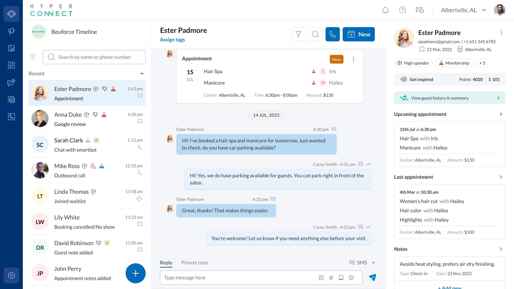 Unified Inbox to receive and send messages across different platforms