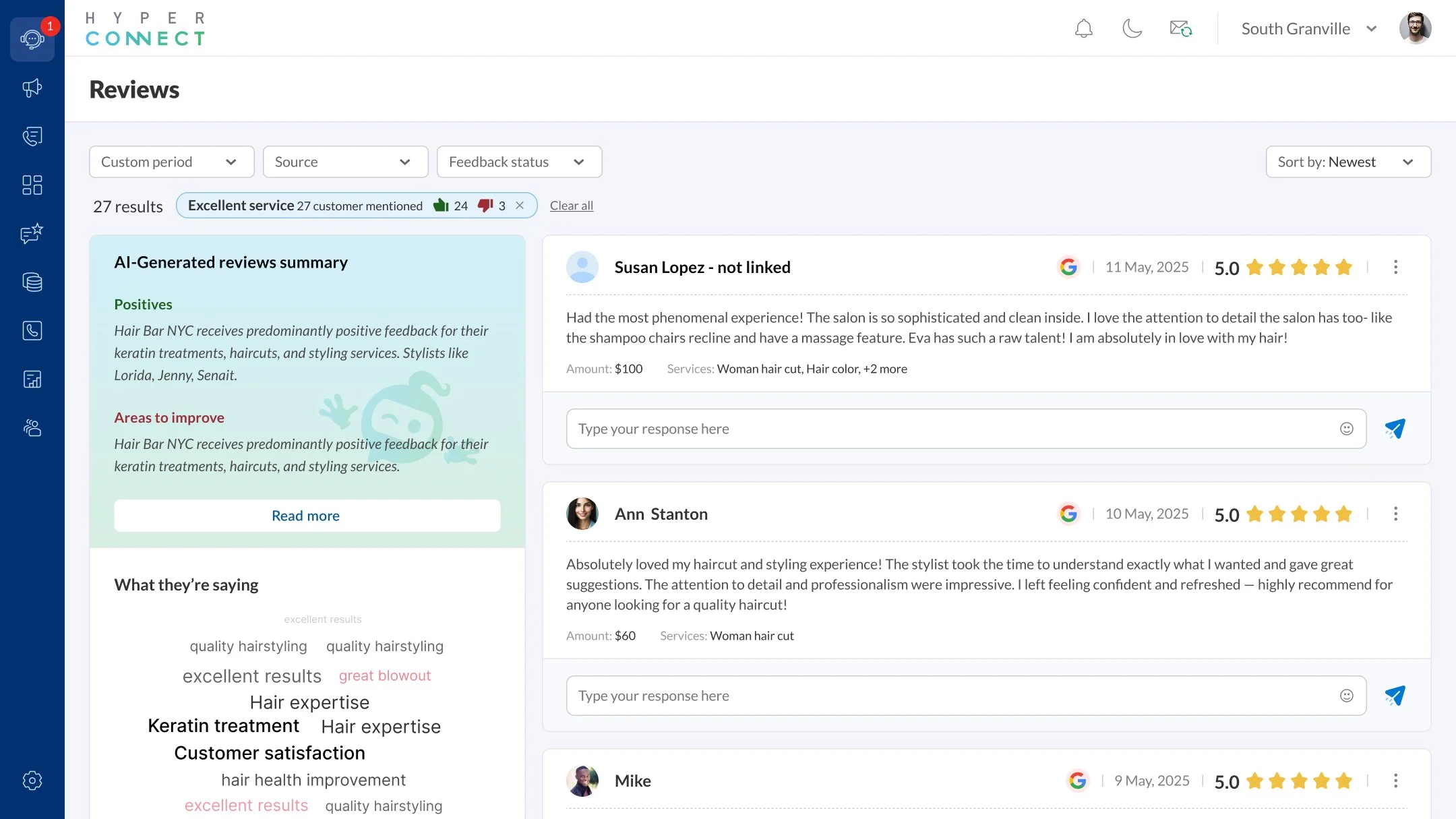 A unified Inbox to capture all emails including an overall analysis of sentiments and key aspects being discussed