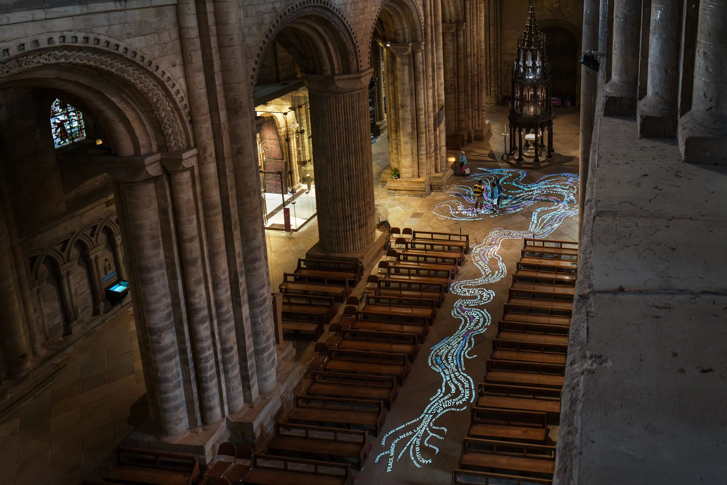 The Words That Bind Us (c) Nicola Anthony 20205, light projection artwork at Durham Cathedral _image by Simon Williams 1127_Brightened - Nicola Collard.jpg