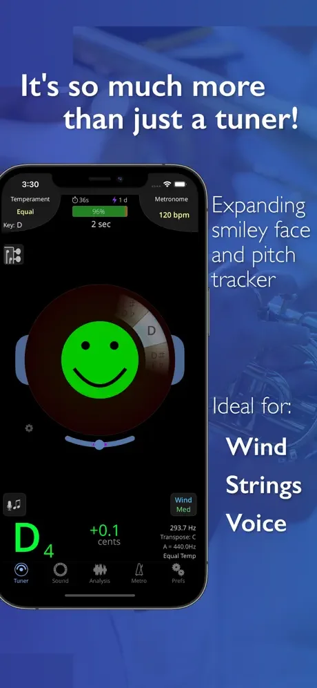 Screen shot of smiley green face and clickable link to advert for TE tuner