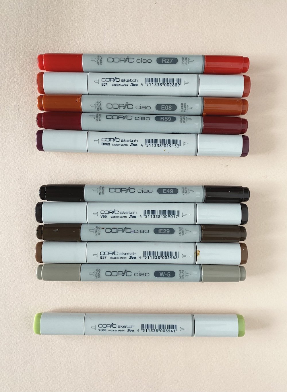 How to use copic markers with crepe paper - reds browns.jpg