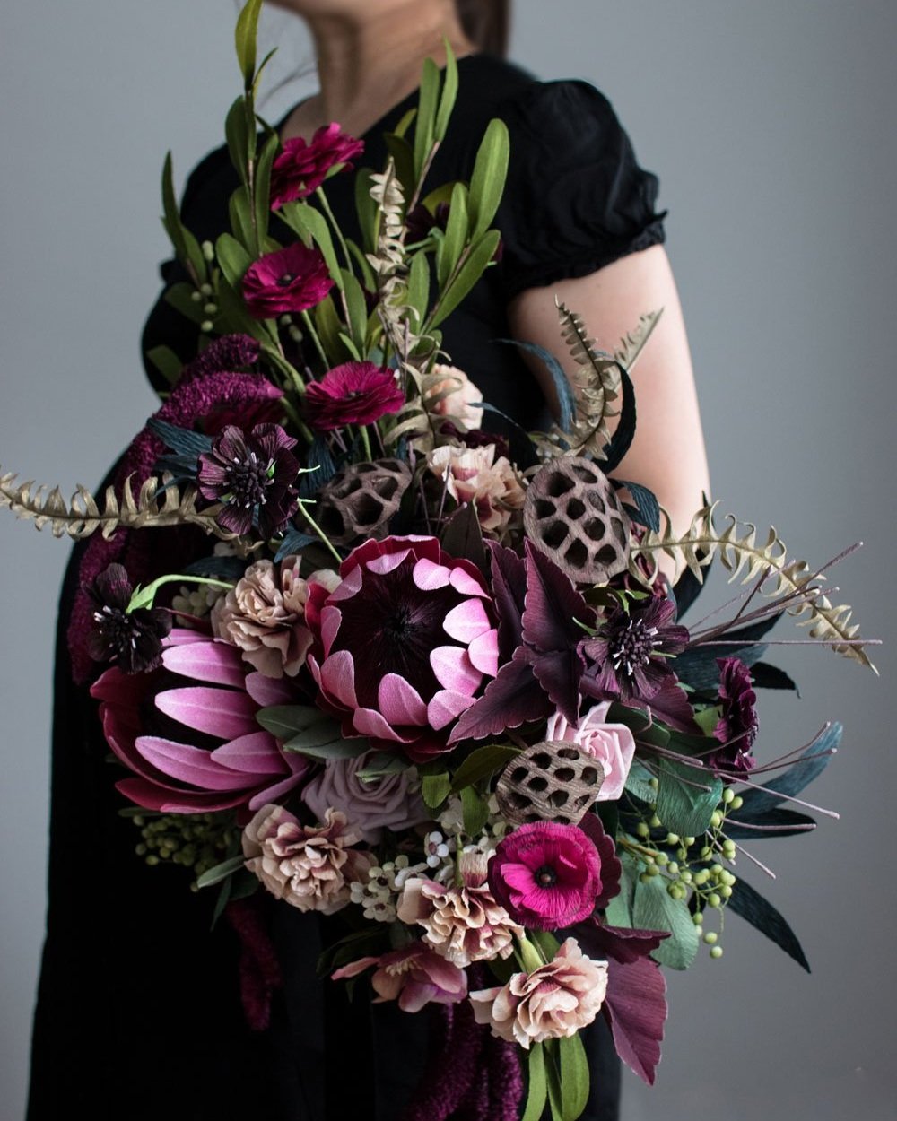 Dark Black Paper Flower Bouquet — Jessie Chui