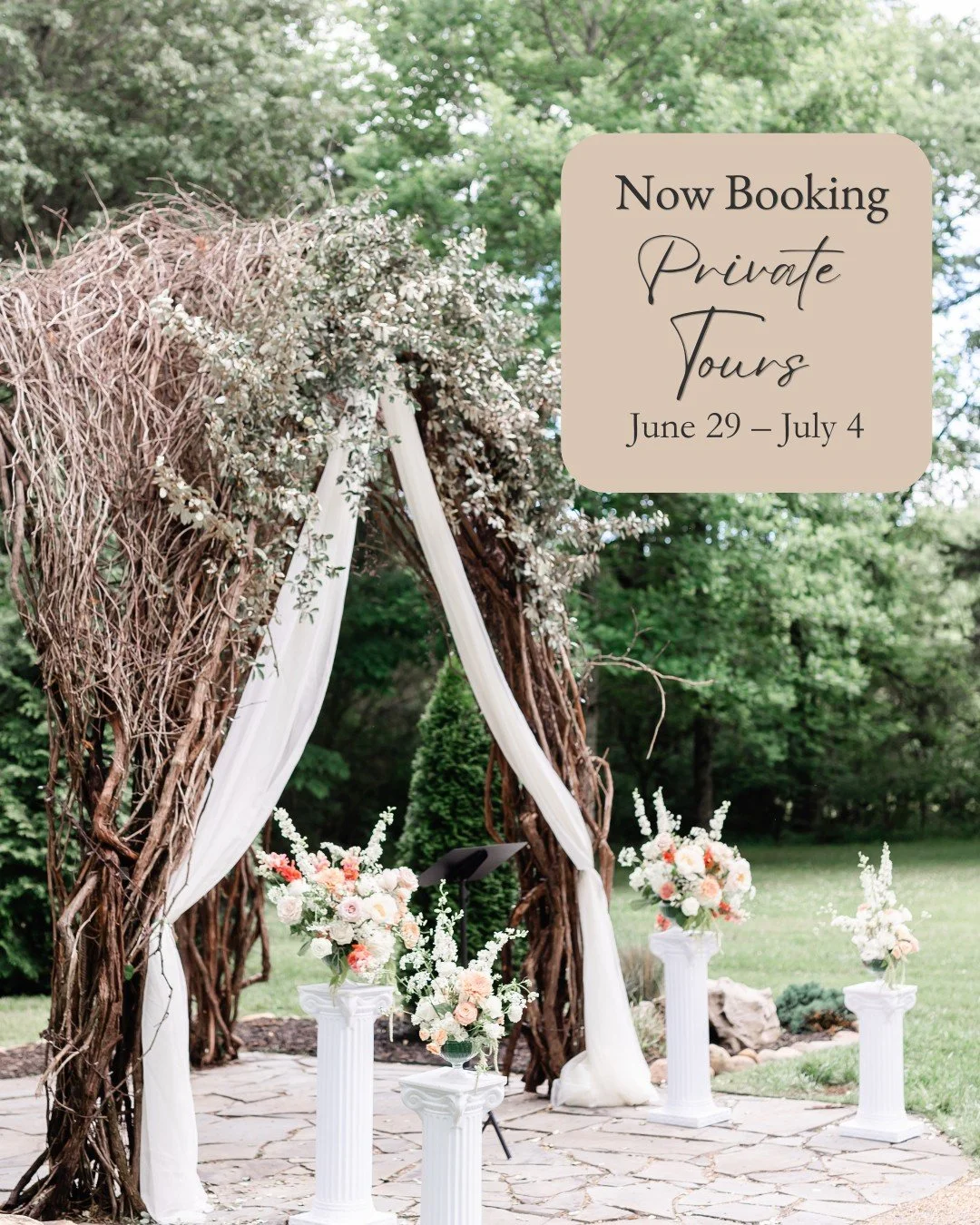 You've seen the photos...

Now it's time to experience Ramble Creek in person. 

Because we're actively hosting weddings and events throughout the season, our tour calendar fills quickly and we don't always have openings when couples are ready to vis