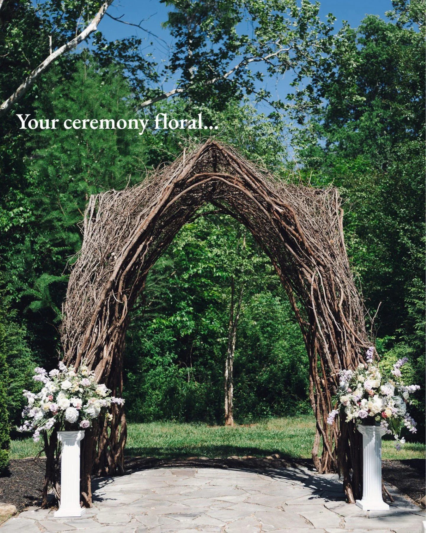 "What happens to my flowers after the ceremony?" 

At Ramble Creek, they don't just sit there. Our team moves them straight to your reception space while you're off taking photos. Same gorgeous blooms, double the moments.

And since we're y