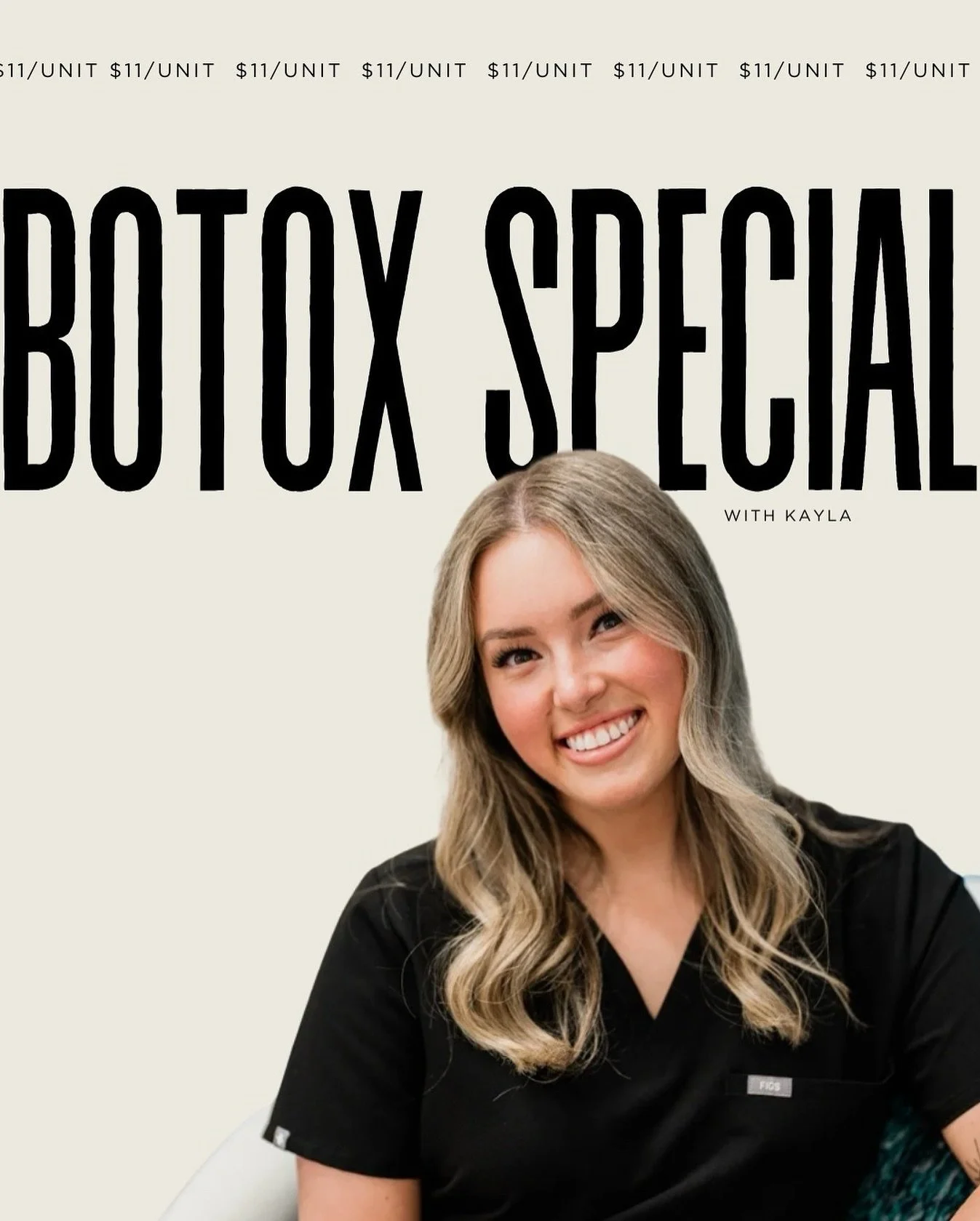 Your Best Glow Yet &ndash; Kayla&rsquo;s Botox Special

Thinking about Botox for the first time?

Now&rsquo;s the perfect moment.
✨ $11/unit Botox
✨ $65 off your first treatment

This offer is for new-to-Botox patients only &mdash; and it won&rsquo;t