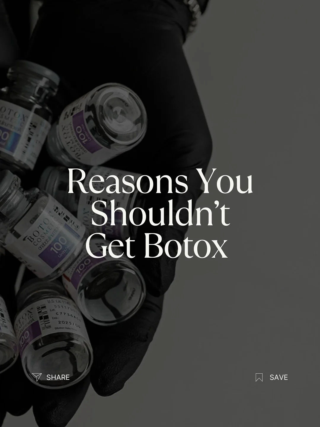 There are times you shouldn&rsquo;t get Botox &mdash; and we&rsquo;re here to be honest about it. 💉

If you&rsquo;re under 18, pregnant or breastfeeding, or doing it for someone else, it&rsquo;s okay to wait.

When you should? When you&rsquo;re read