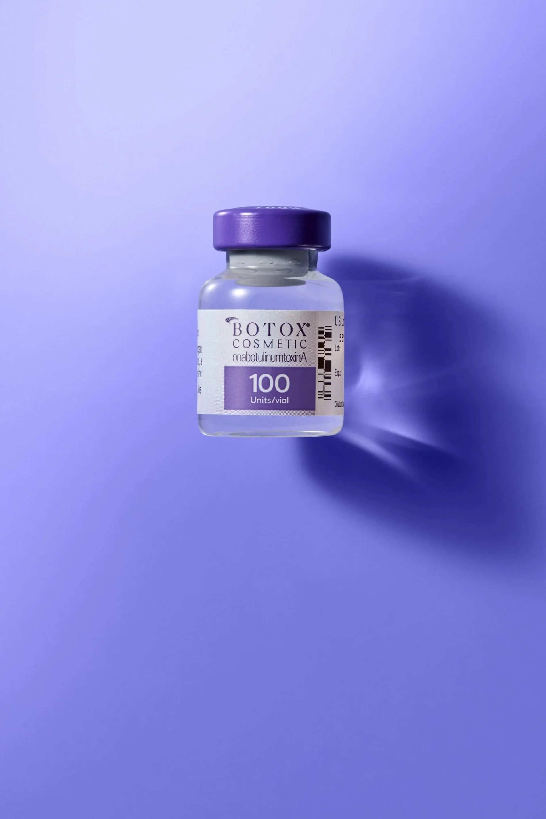 Light shining on botle of Botox Cosmetic Product