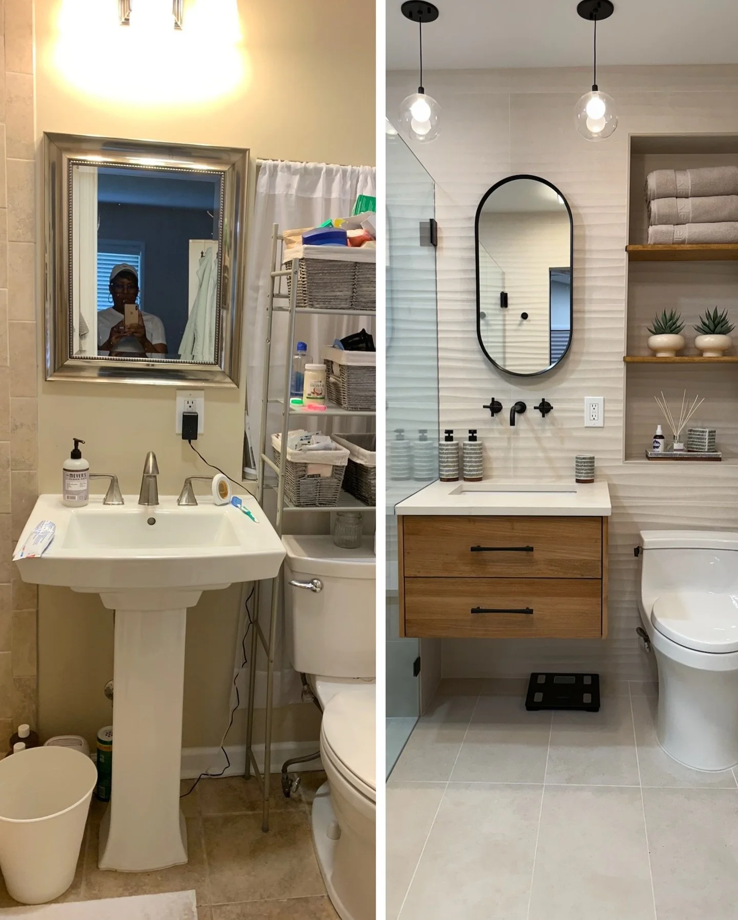 From Studs to Sanctuary 🛁✨

Before ➡️ After: Small Bathroom, Big Refresh!

Swipe to see the journey of this petite bathroom &mdash; from bare studs and raw framing to a fully functional, thoughtfully designed space. Every step of the way was about m