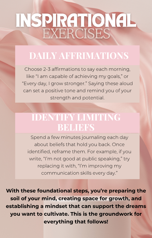 Mindset exercises for daily affirmations and reframing limiting beliefs