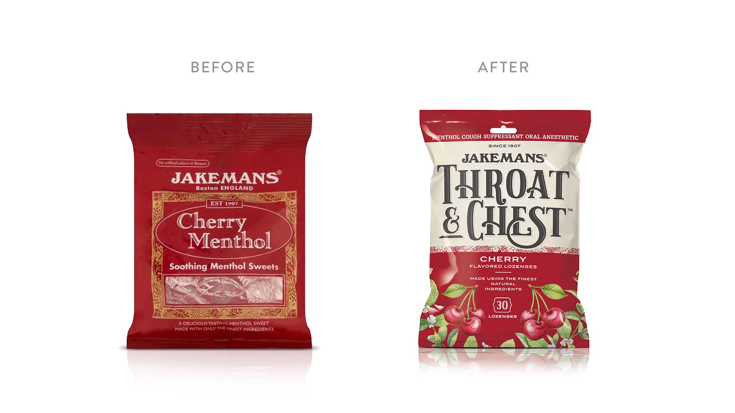 Jakemans Throat & Chest before and after packaging design