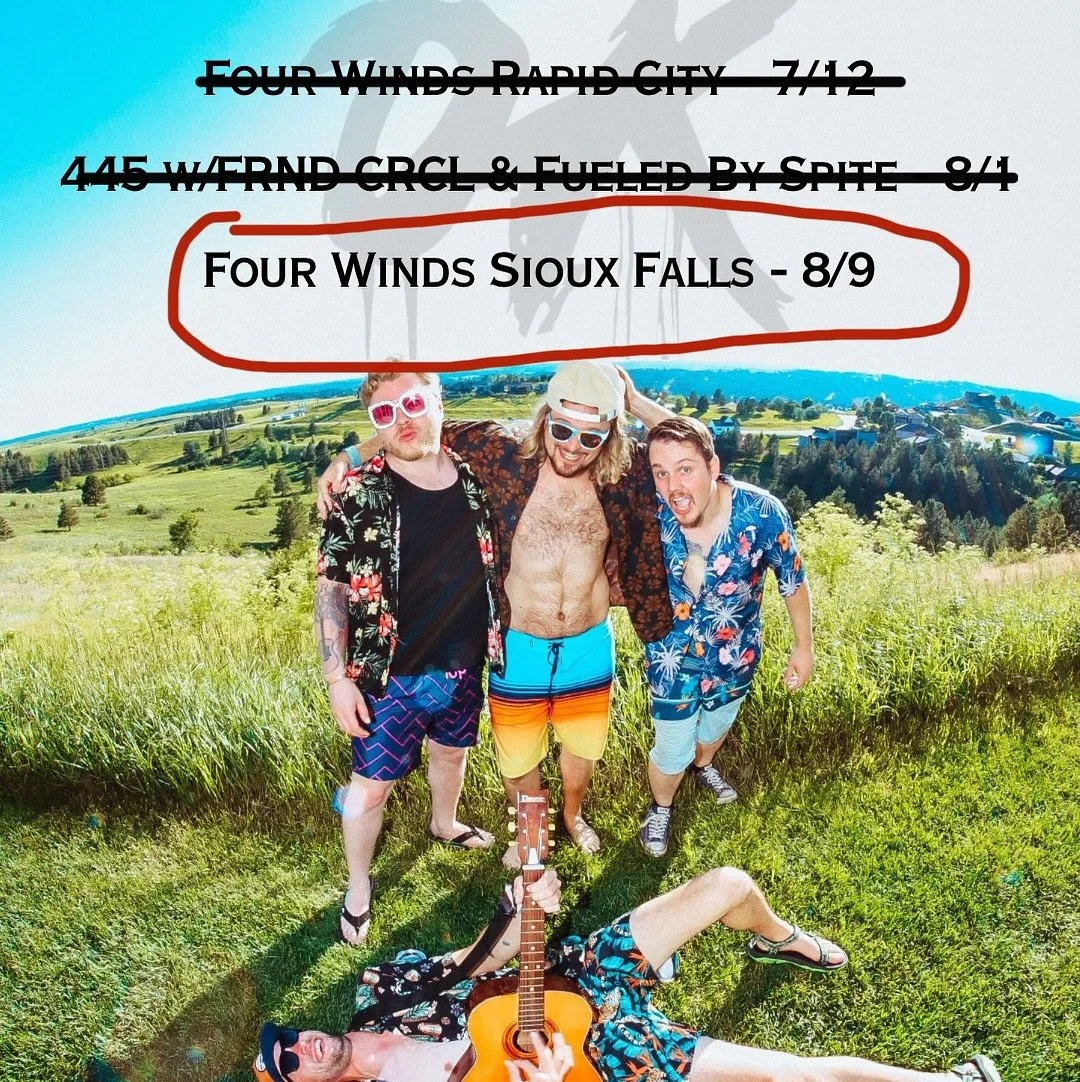 Wishing our new friends FRND CRCL a safe travel day to Denver, and so stoked they came to our lil town!  You can catch us AND @fueled_by_spite605 at @fourwindsfest in Sioux Falls THIS SATURDAY: we play Orion Pub stage at 8pm.  We have tickets for sal