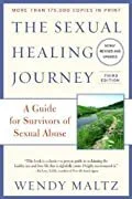 Book cover titled 'The Sexual Healing Journey' by Wendy Maltz, featuring a blue and white design with a small image of a rainbow over green grass.