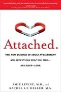 Book cover titled "Attached: The New Science of Adult Attachment and How It Can Help You and Your Partner" by Amir Levine, MD. The cover features a red heart-shaped lock and key.