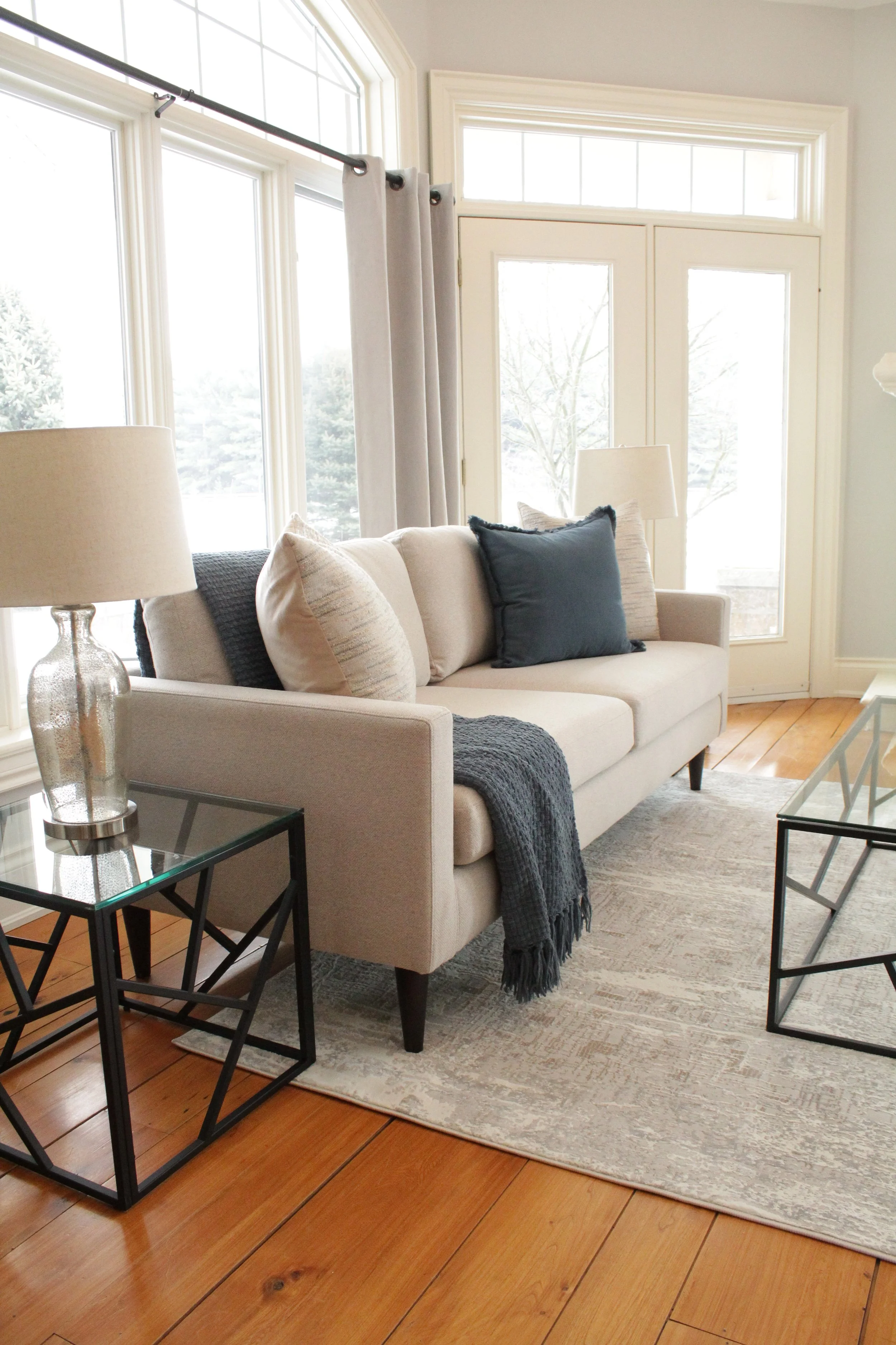 Dark Blue Frilled Accent Pillow - AP17