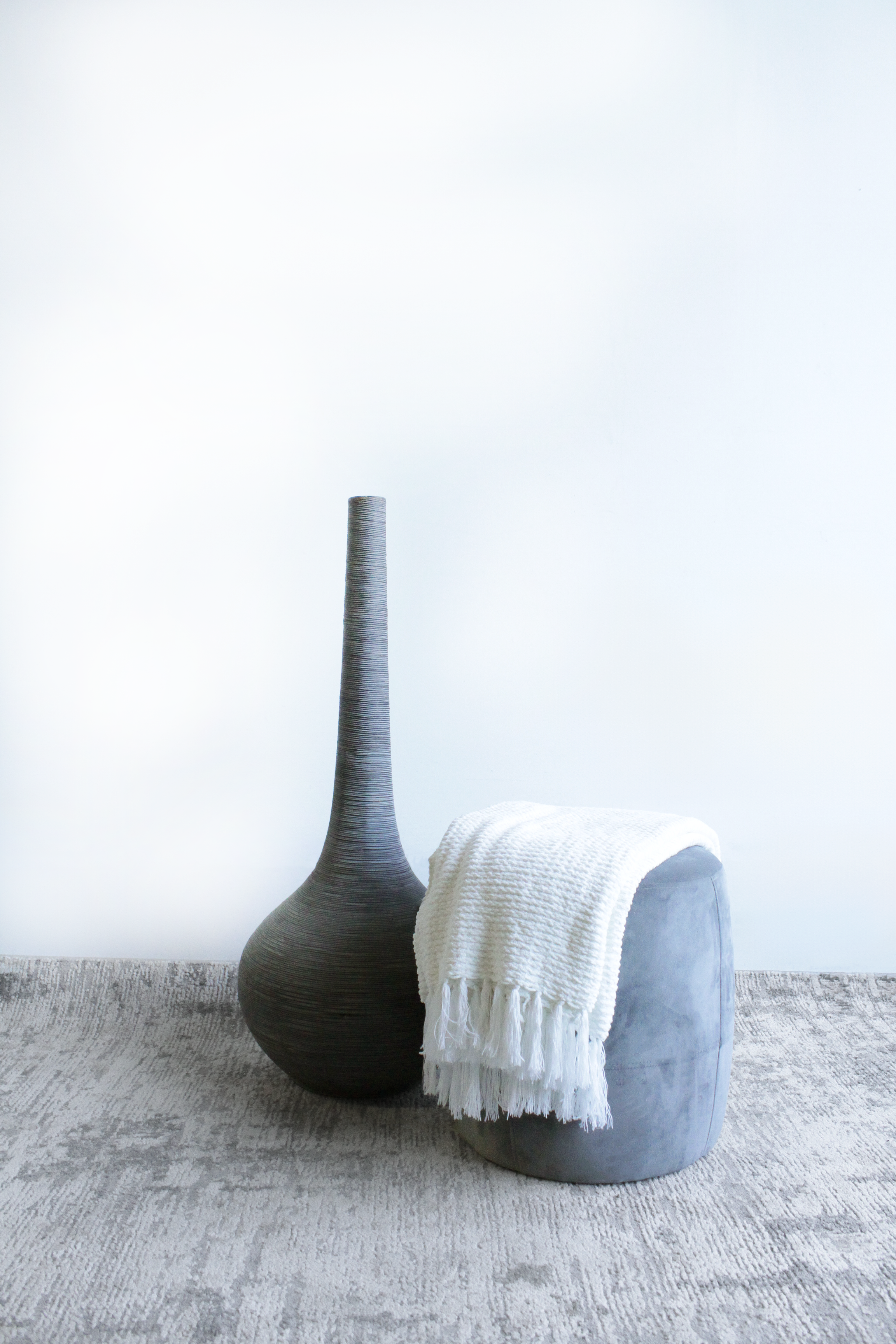 Dark Brown Woven Floor Vase - FD59