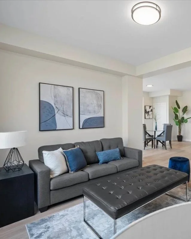 Blue Burlap Seam Accent Pillow - AP784