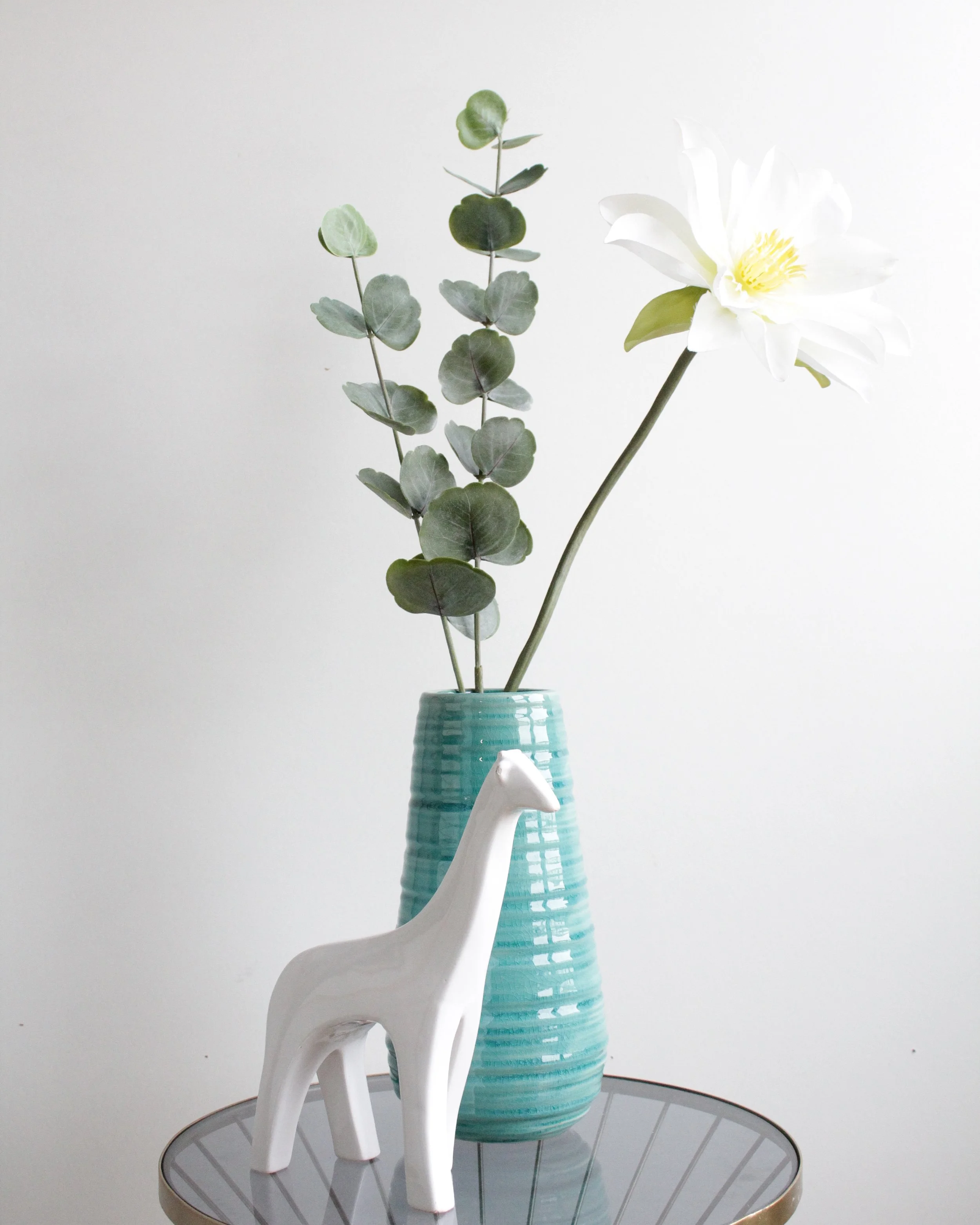 Teal Glossy Ceramic Decorative Vase - DA272