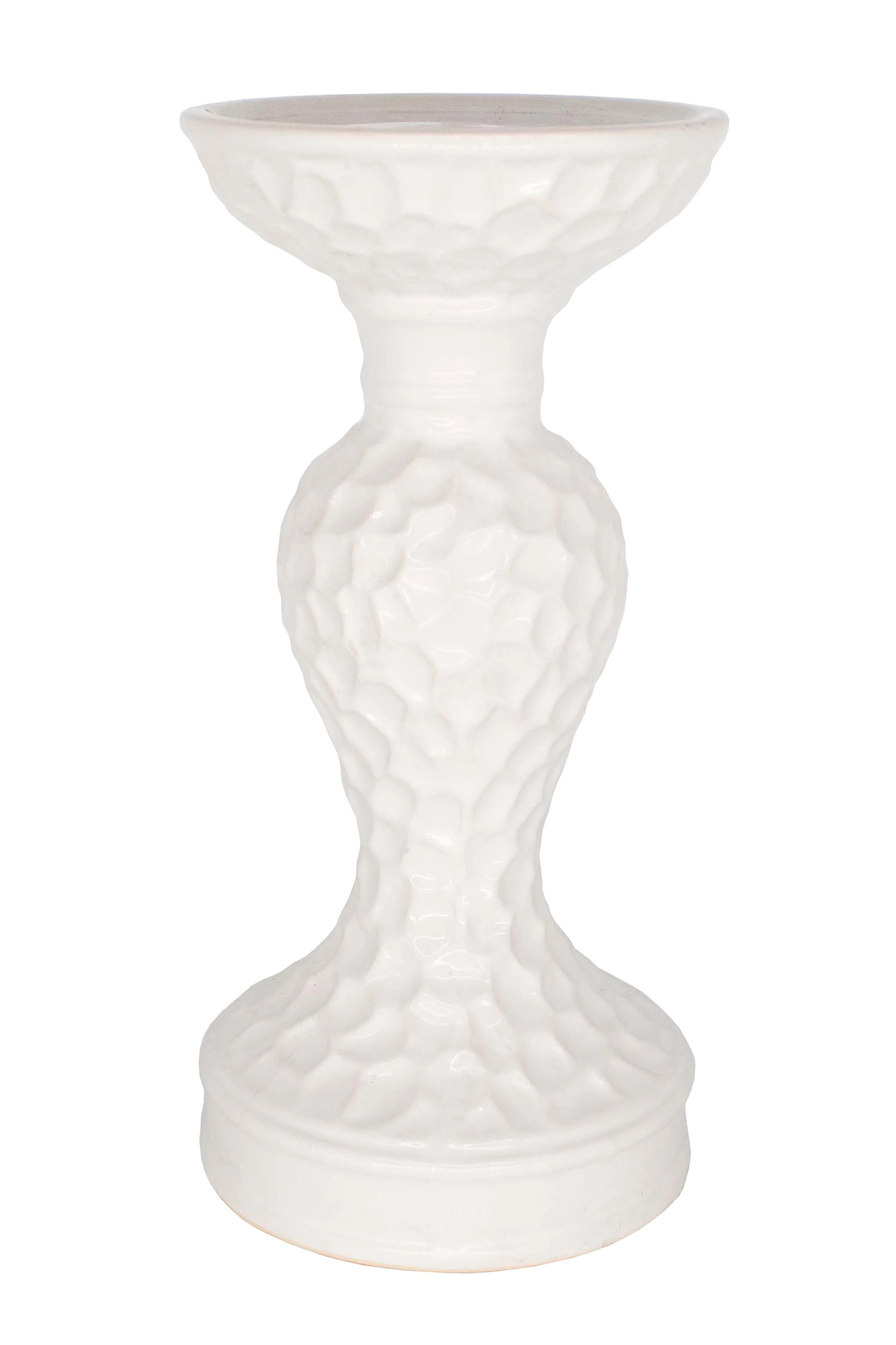 White Ceramic Candleholder (8") - DA57