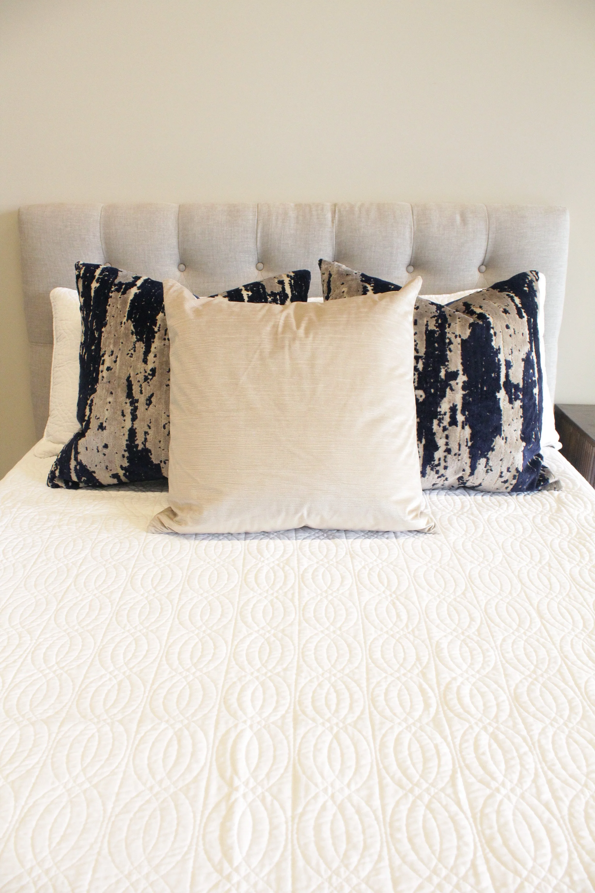 Beige Linear Velvet Accent Pillow - AP36