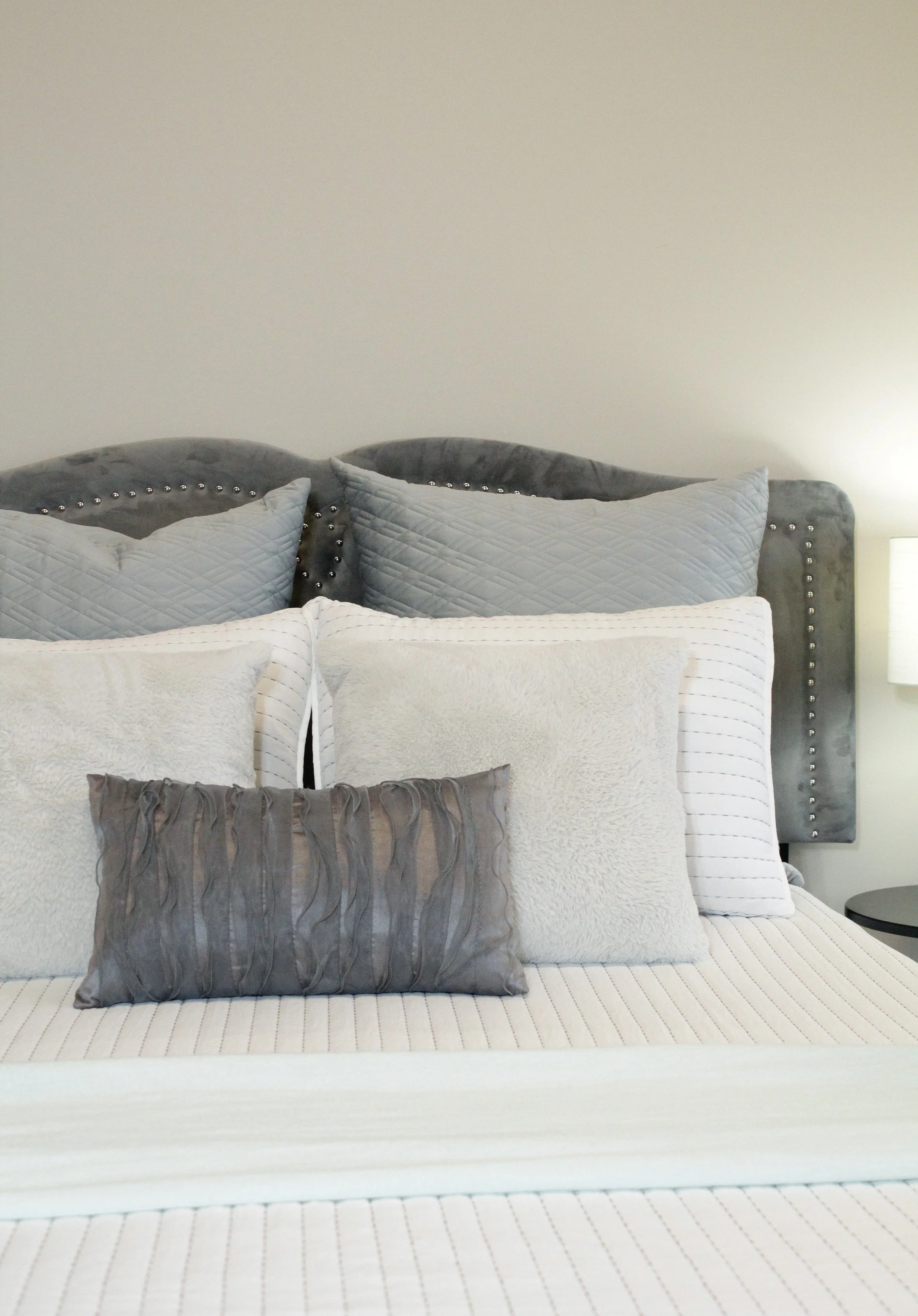 Sheer Ruffled Dark Grey Rectangular Accent Pillow - AP51