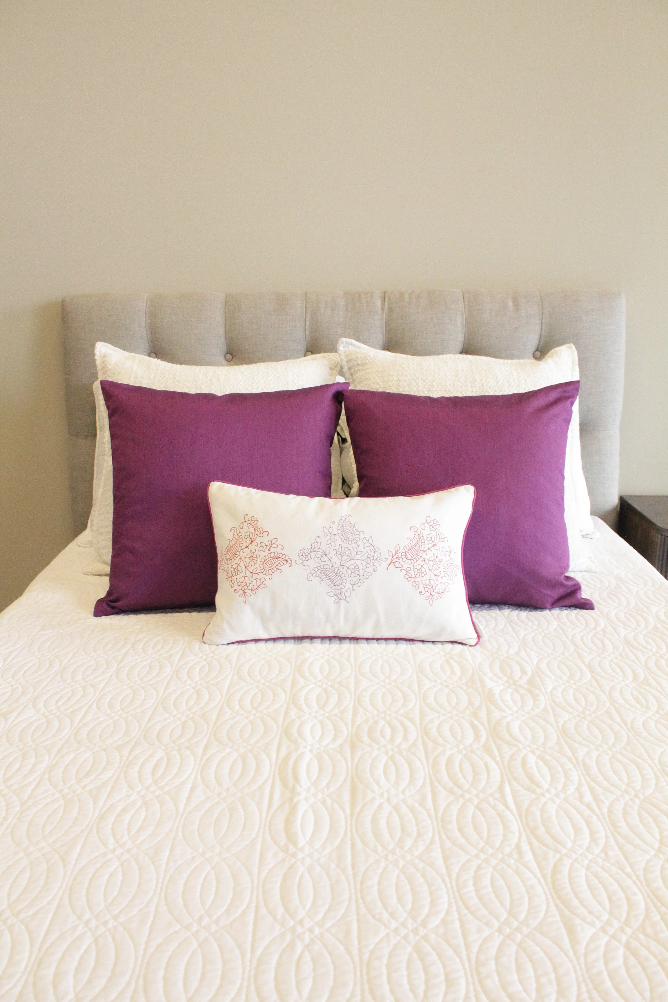 Pink Bordered White With Coloured Stitching Rectangular Accent Pillow - AP52