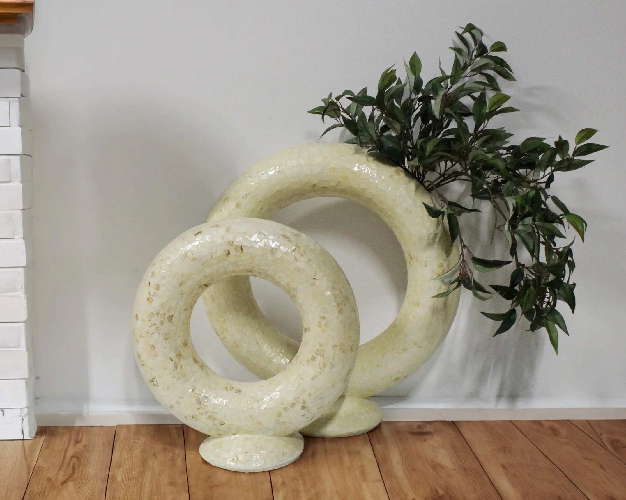 Cream Mosaic Floor Vase (17") - FD107