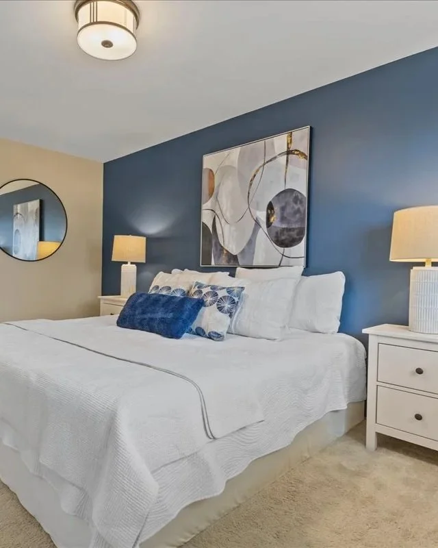 Beige Monochrome Blue Spiral Accent Pillow - AP136