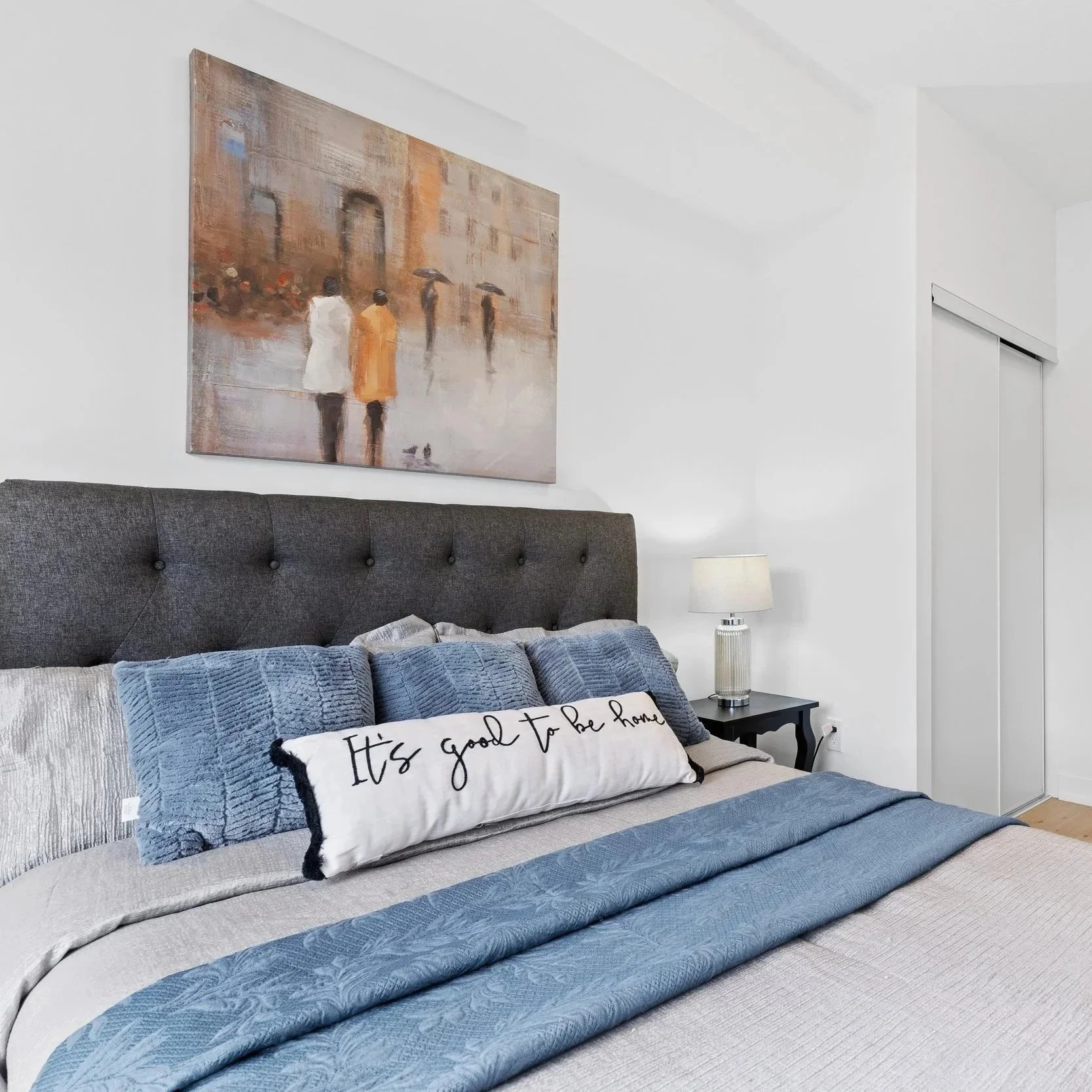 Furred Muted Blue Accent Pillow - AP387