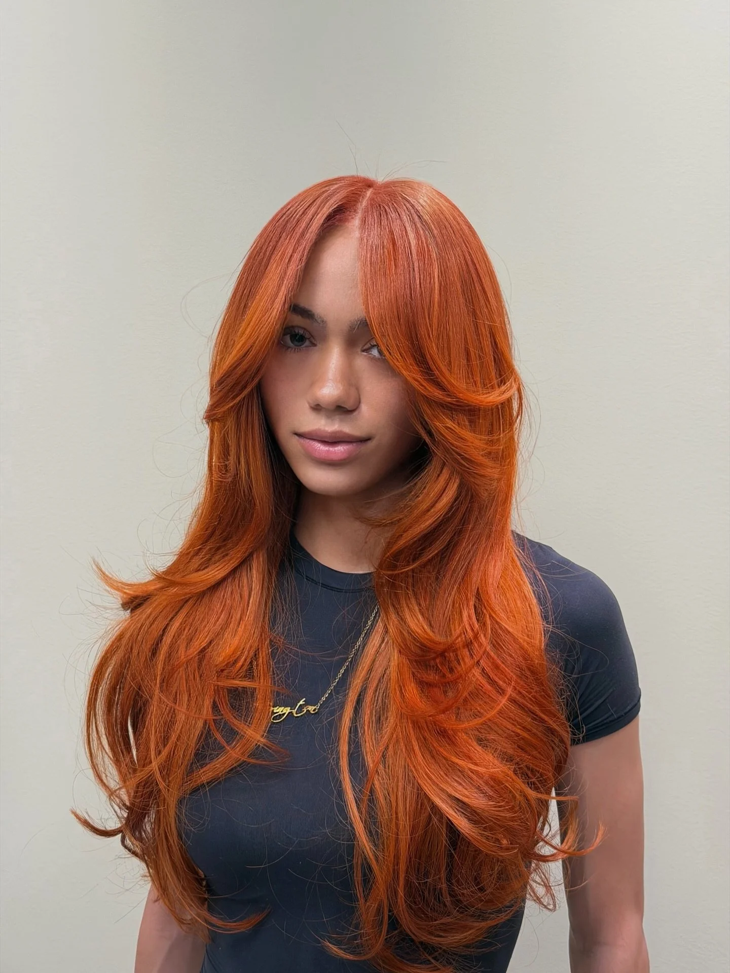 Blood Orange Curtain Bangs 🍊.