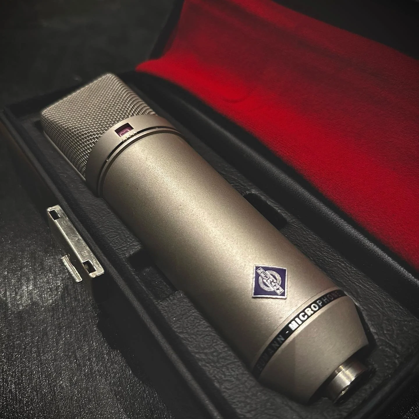 Another one of our favorite mics in the studio is our Vintage Neumann U87. Originally manufactured in 1977, this mic sounds great on just about anything, all the way from vocals, to guitars, amps, and even percussion. Be sure to ask about it on your 