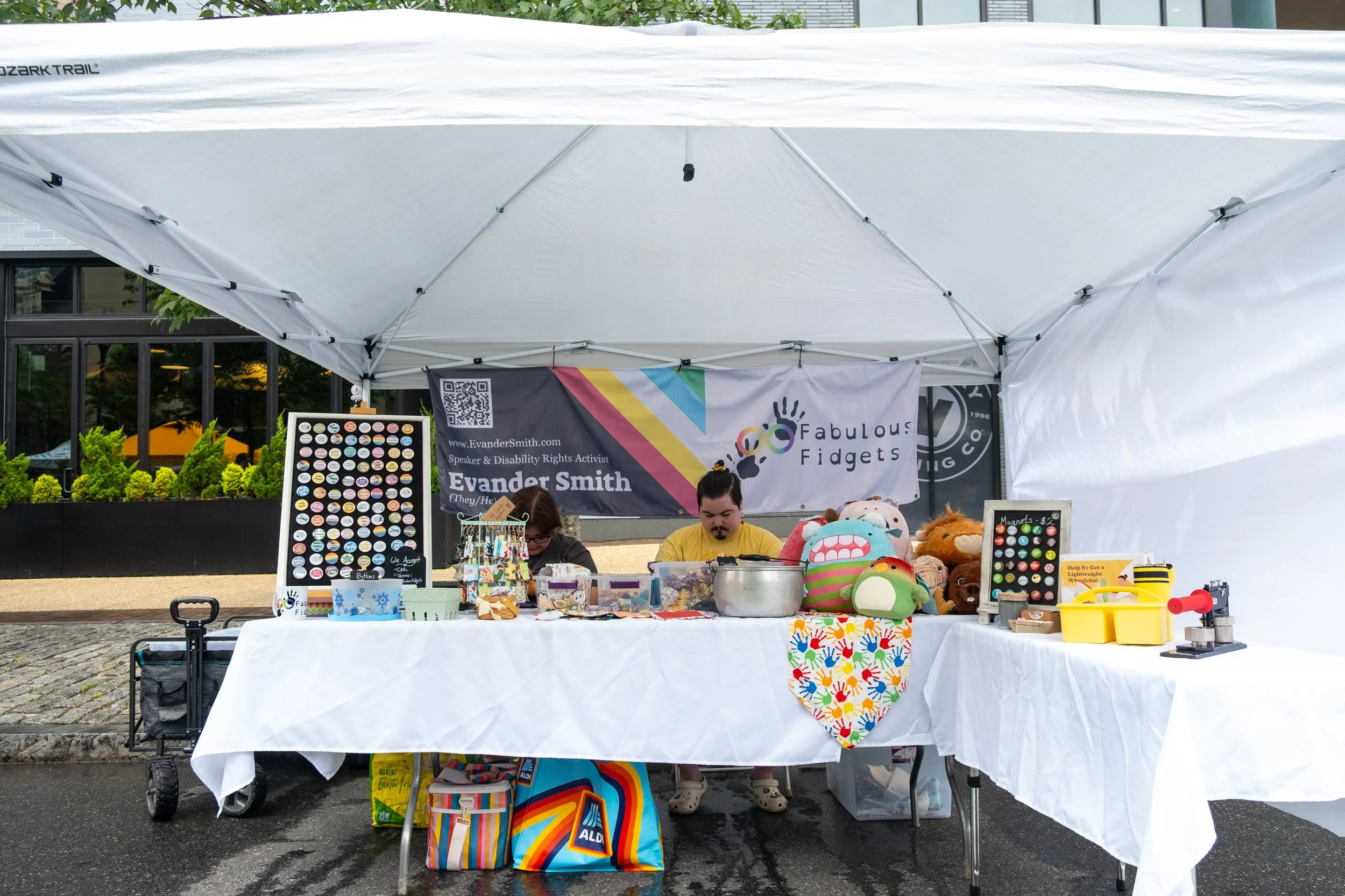 Artist tables filled with great items for sale