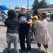 A group of people dancing together