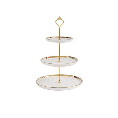 White and Gold 3 Tier Dessert Stand