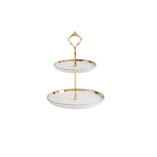 White and Gold 2-Tier Dessert Stand