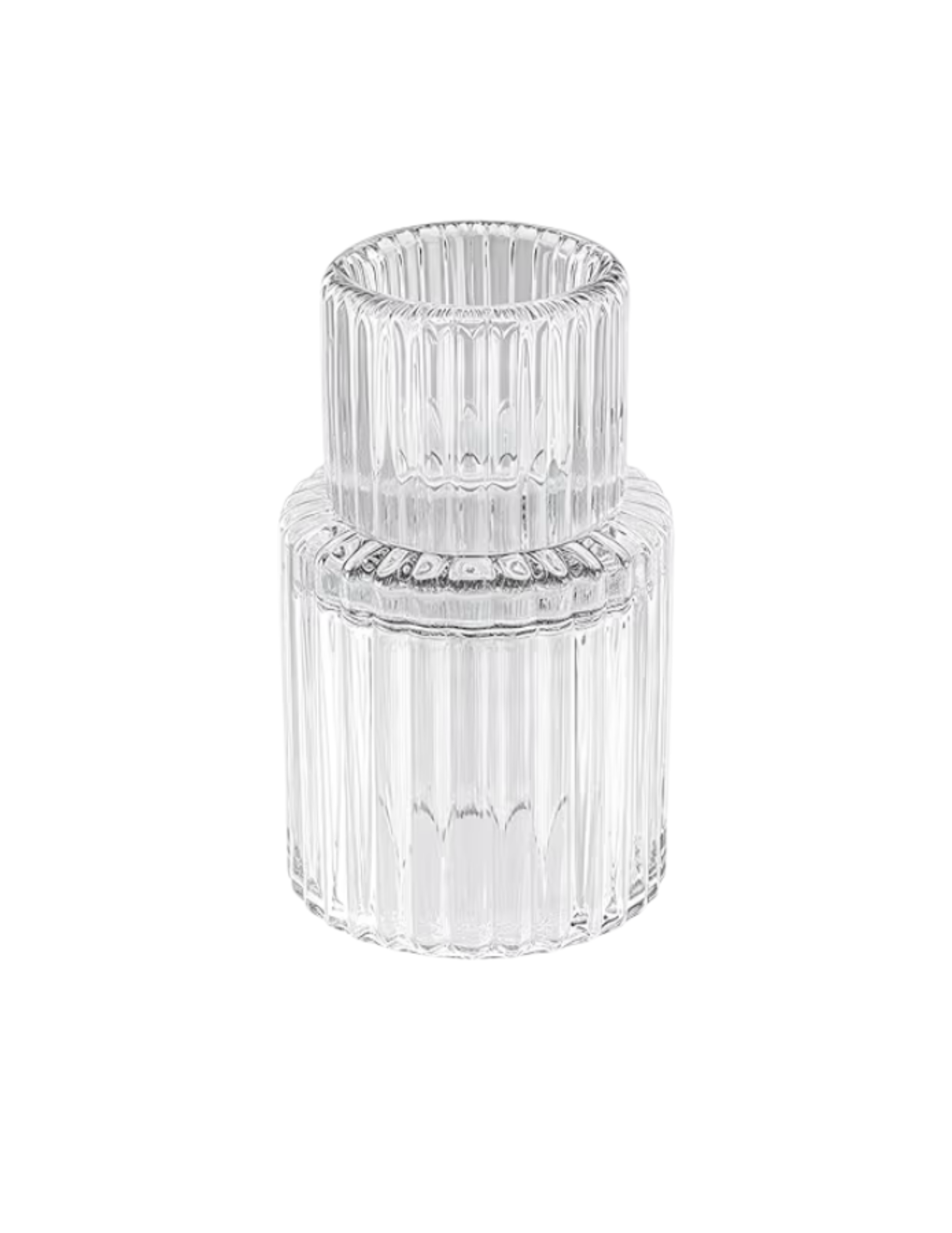 Straight Ribbed Glass Taper Candle Holders