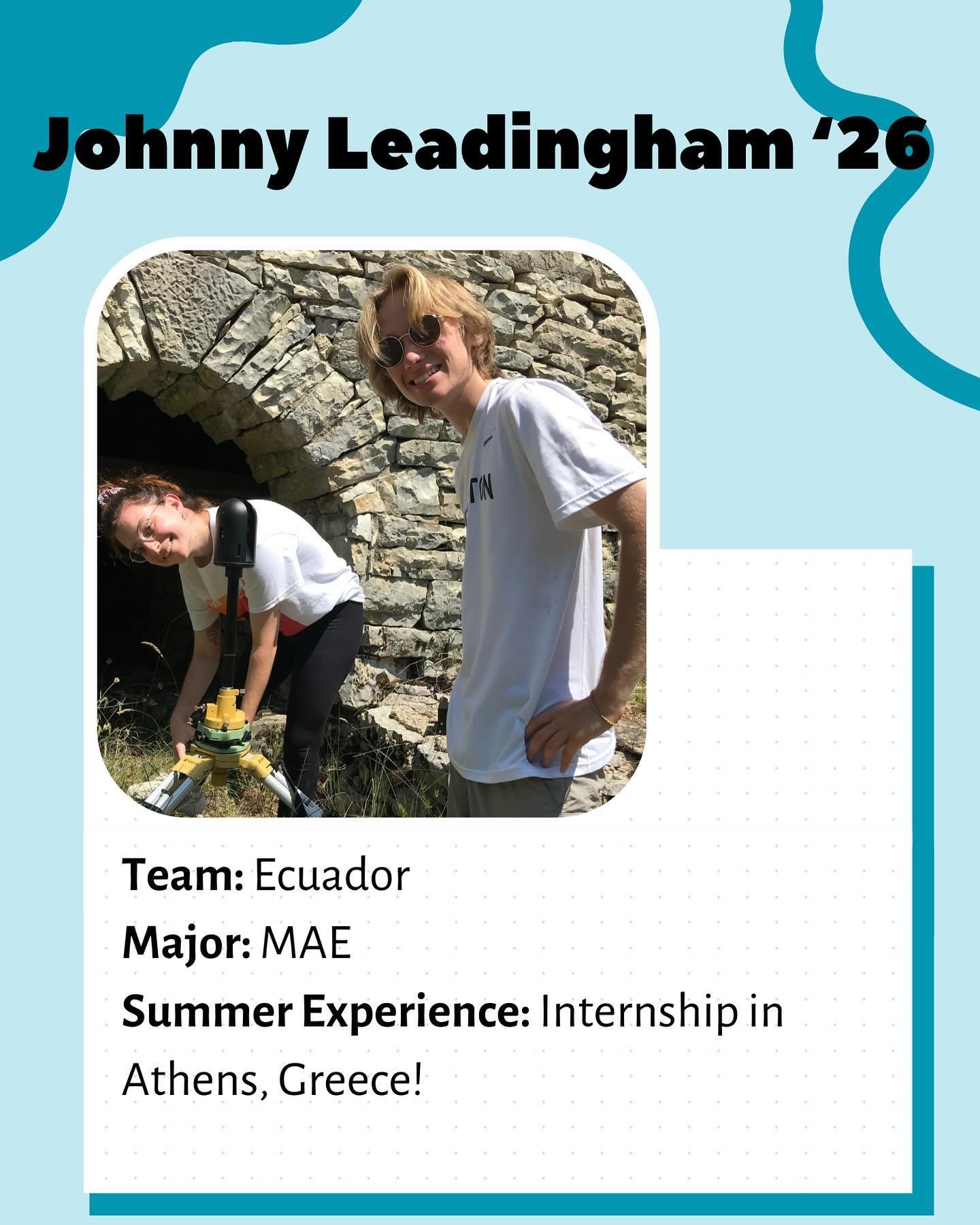 Lastly, we have a member of our Ecuador Team, Johnny Leadingham! 

&ldquo;This summer I got to participate in an internship with the University of West Attica in Athens, Greece. With work, I got to travel to the Pindus Mountains doing fieldwork study