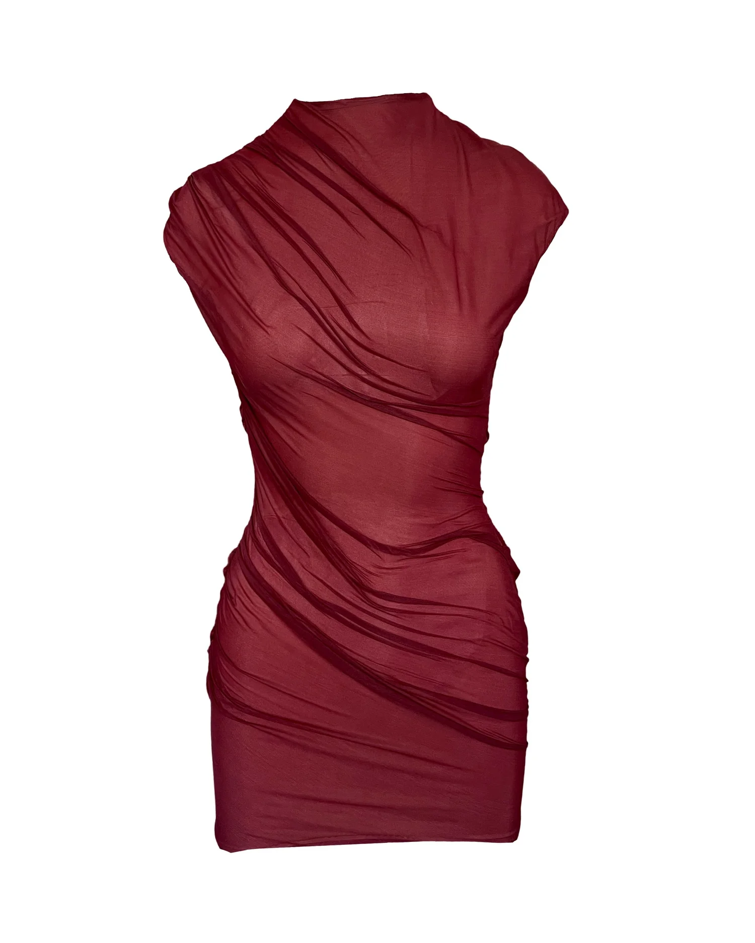 BURGUNDY MESH DRESS  STRUGALA