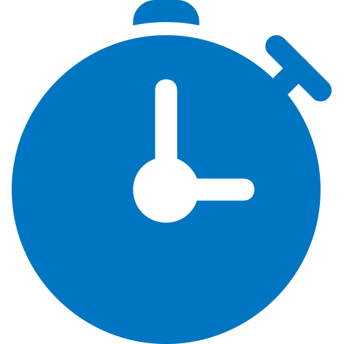 Blue icon of a stopwatch